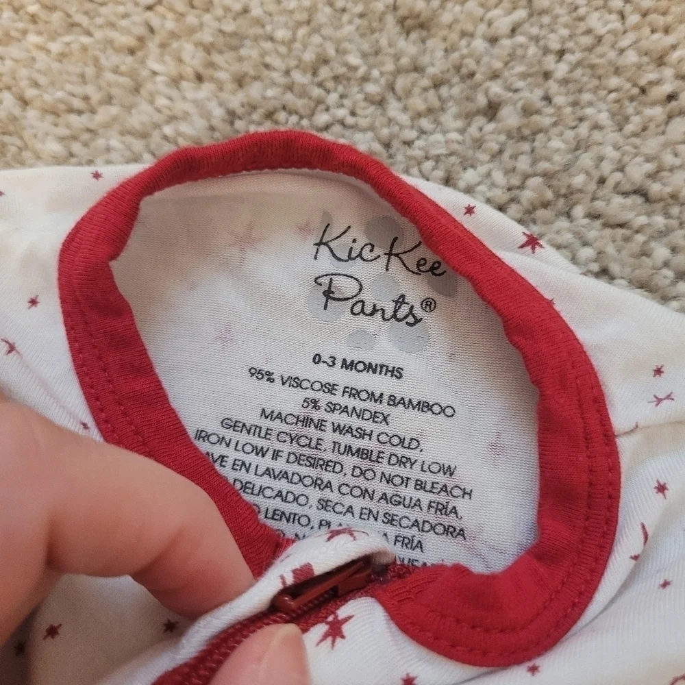 KicKee Pants Santa Sleigh Footed Bamboo Zip Up Pajamas Size 0-3 Months